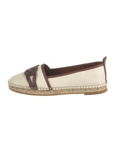 Pre-owned Brighton Leather Colorblock Pattern Espadrilles In Neutral