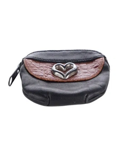Pre-owned Brighton Leather Colorblock Pattern Wallet In Black