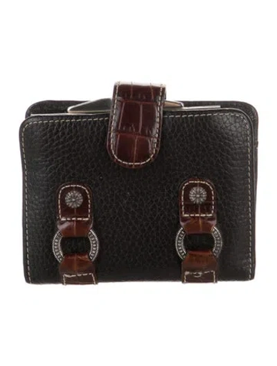 Pre-owned Brighton Leather Colorblock Pattern Wallet In Blue