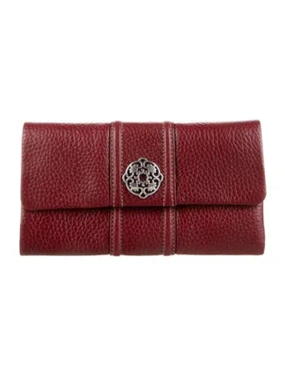 Pre-owned Brighton Leather Continental Wallet In Burgundy
