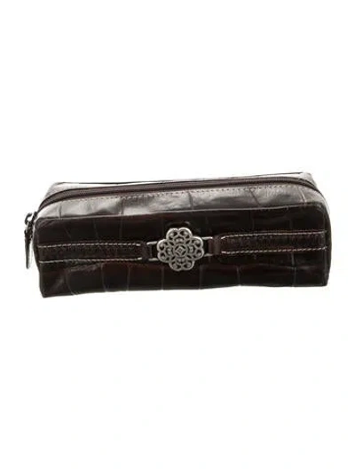 Pre-owned Brighton Leather Cosmetic Bag In Brown