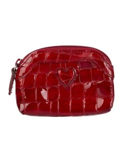 Pre-owned Brighton Leather Cosmetic Bag In Red