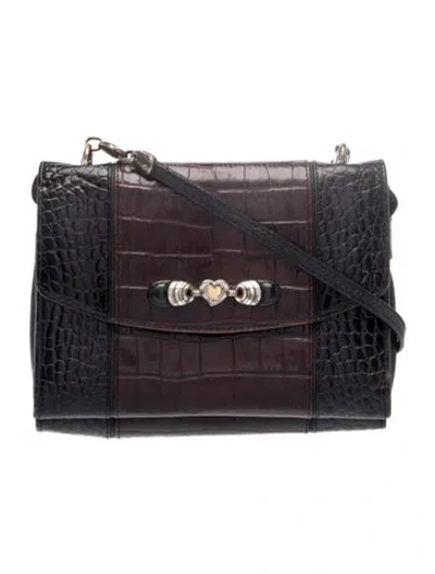 Pre-owned Brighton Leather Crossbody Bag In Black