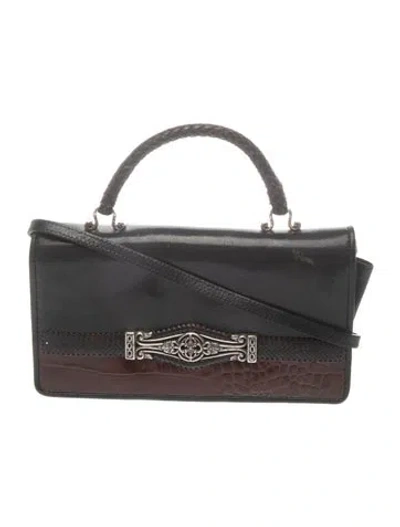 Pre-owned Brighton Leather Crossbody Bag In Black