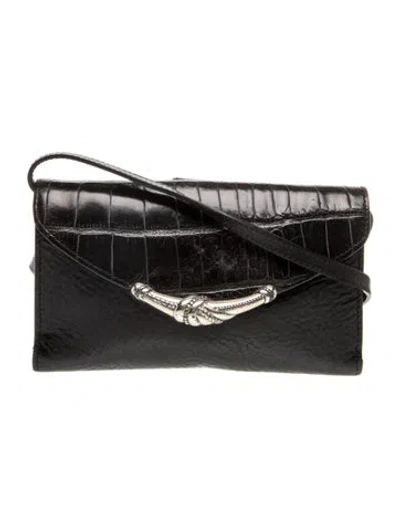 Pre-owned Brighton Leather Crossbody Bag In Black