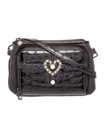 Pre-owned Brighton Leather Crossbody Bag In Black