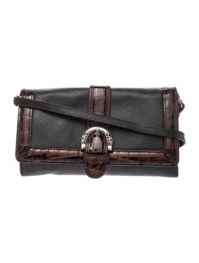 Pre-owned Brighton Leather Crossbody Bag In Black