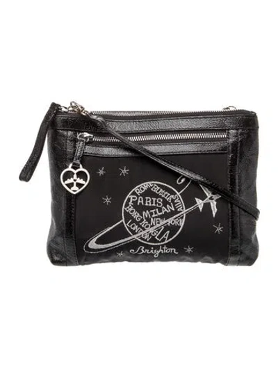 Pre-owned Brighton Leather Crossbody Bag In Black