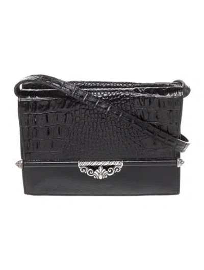 Pre-owned Brighton Leather Crossbody Bag In Black
