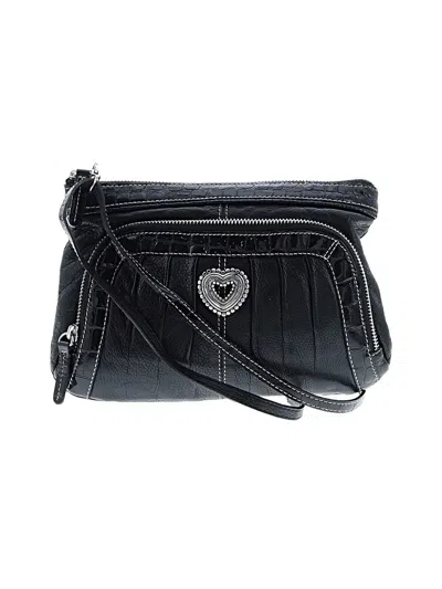 Pre-owned Brighton Leather Crossbody Bag In Black