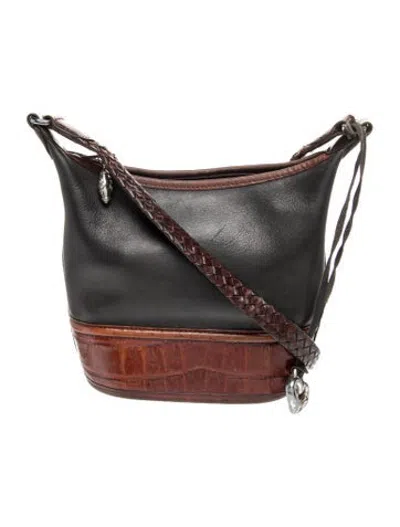Pre-owned Brighton Leather Crossbody Bag In Black