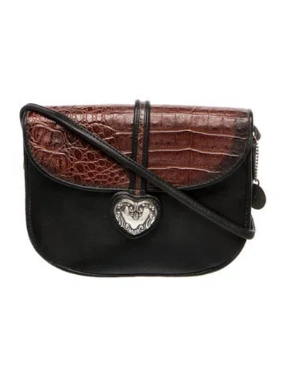 Pre-owned Brighton Leather Crossbody Bag In Black/brown