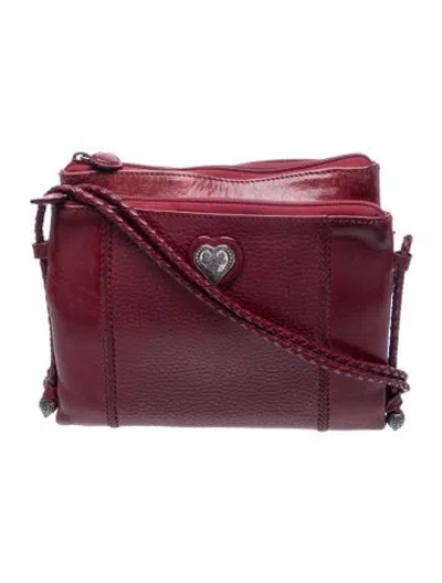 Pre-owned Brighton Leather Crossbody Bag In Burgundy