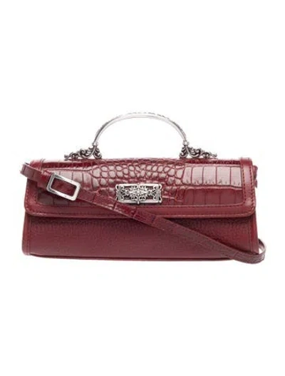 Pre-owned Brighton Leather Crossbody Bag In Burgundy