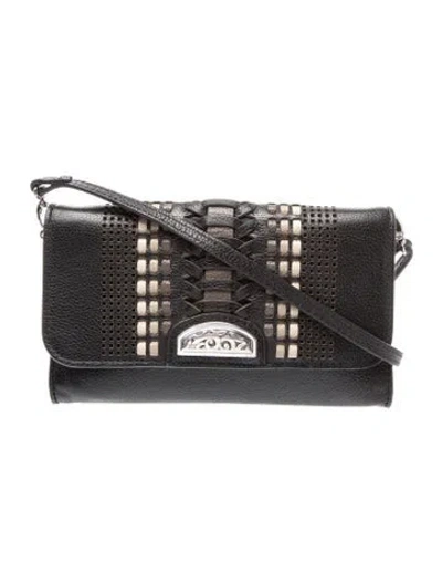 Pre-owned Brighton Leather Crossbody Bag Vintage In Black