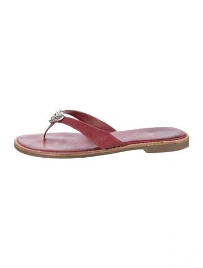Pre-owned Brighton Leather Flip Flops In Red