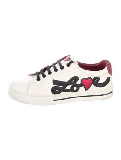 Pre-owned Brighton Leather Graphic Print Sneakers In Neutrals