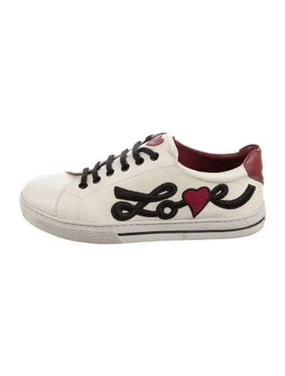 Pre-owned Brighton Leather Graphic Print Sneakers In White