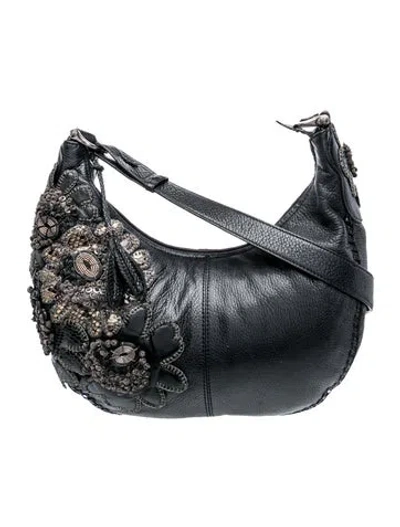 Pre-owned Brighton Leather Hobo In Black