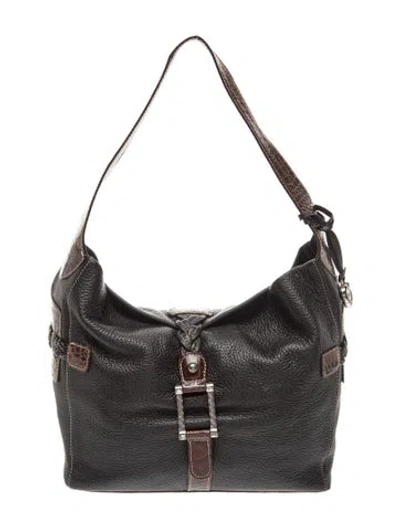 Pre-owned Brighton Leather Hobo In Black