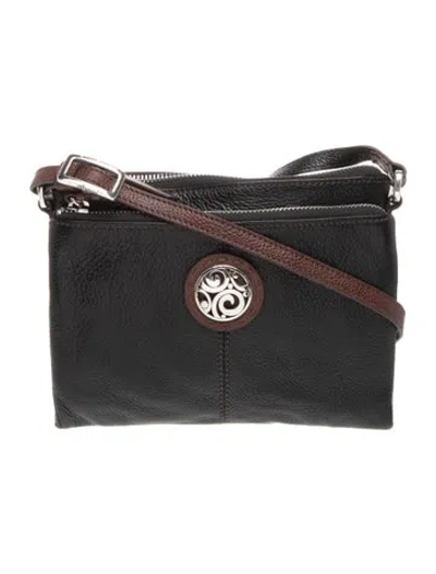 Pre-owned Brighton Leather Messenger Bag In Black