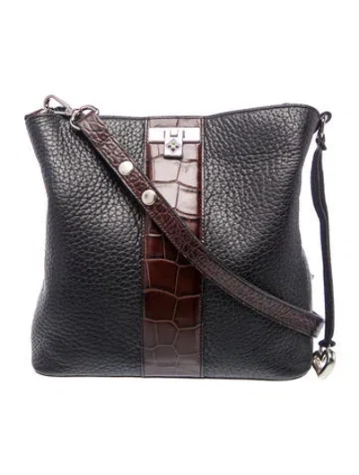 Pre-owned Brighton Leather Messenger Bag In Black