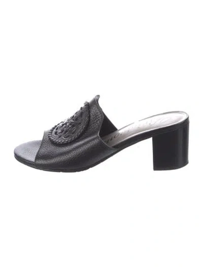 Pre-owned Brighton Leather Mules In Black