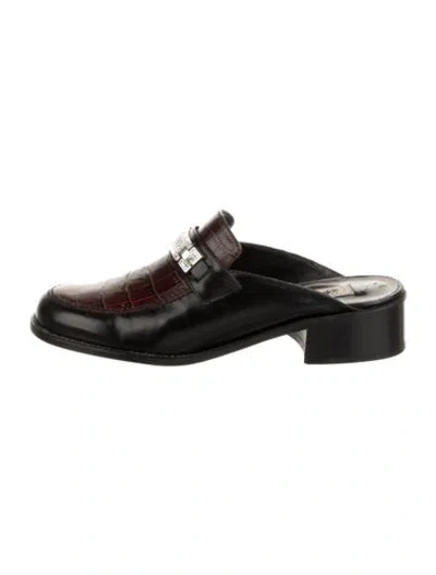 Pre-owned Brighton Leather Mules In Black