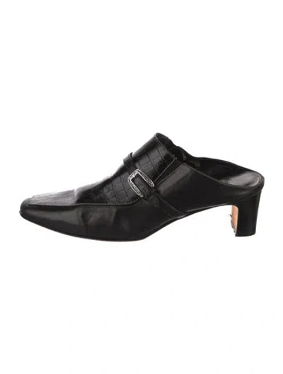Pre-owned Brighton Leather Mules In Black