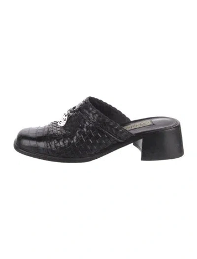 Pre-owned Brighton Leather Mules In Black