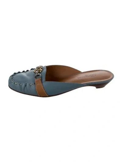 Pre-owned Brighton Leather Mules In Blue