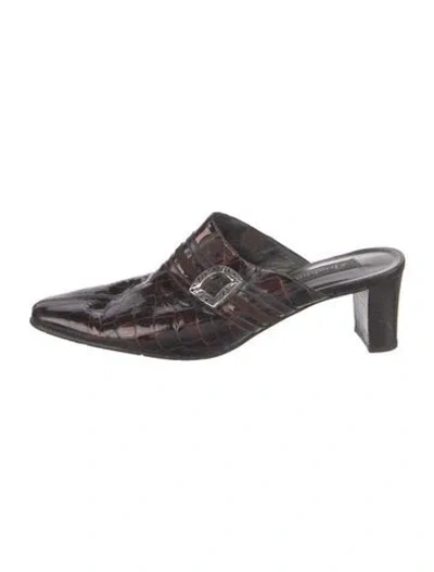 Pre-owned Brighton Leather Mules In Brown