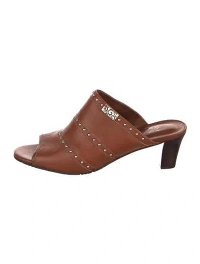 Pre-owned Brighton Leather Mules In Brown