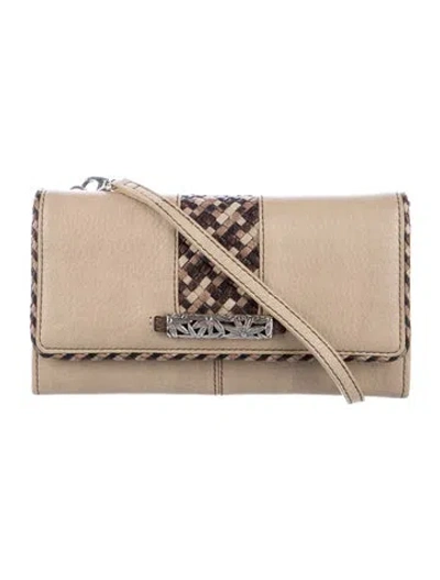 Pre-owned Brighton Leather Patterned Continental Wallet In Neutrals