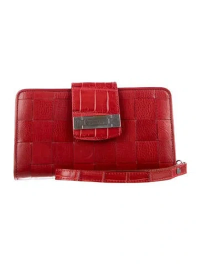 Pre-owned Brighton Leather Patterned Continental Wallet In Red