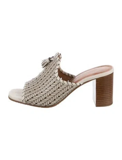 Pre-owned Brighton Leather Patterned Slides In Multi