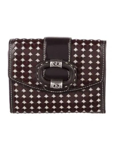Pre-owned Brighton Leather Patterned Trifold Wallet In Brown