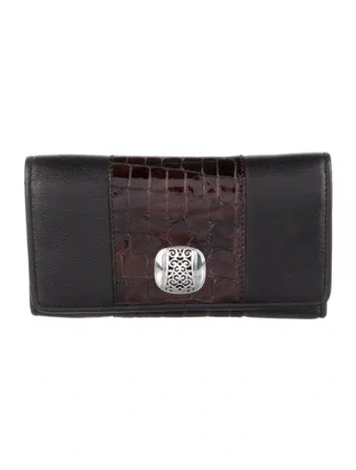 Pre-owned Brighton Leather Printed Bifold Wallet In Black