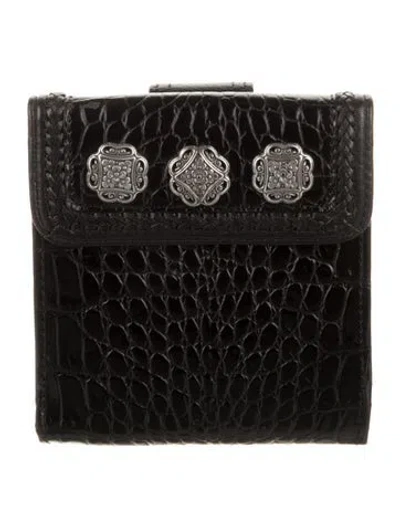 Pre-owned Brighton Leather Printed Compact Wallet In Black