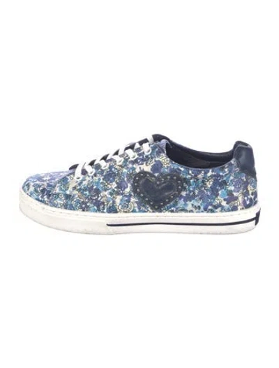 Pre-owned Brighton Leather Printed Sneakers In Blue