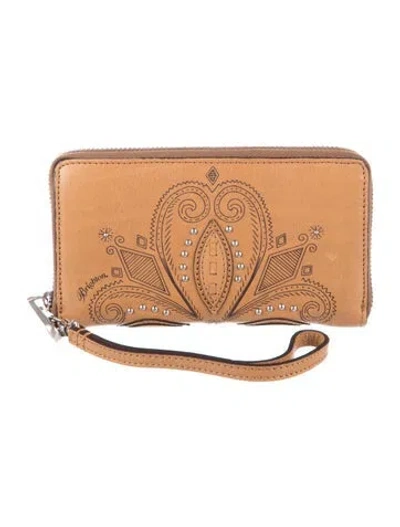 Pre-owned Brighton Leather Printed Wristlet In Brown