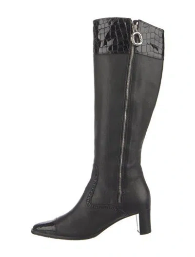 Pre-owned Brighton Leather Riding Boots In Black