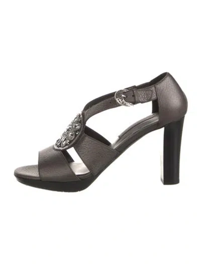 Pre-owned Brighton Leather Sandals In Black
