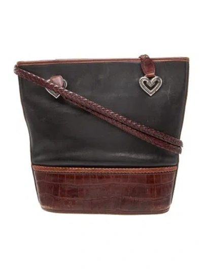 Pre-owned Brighton Leather Shoulder Bag In Black