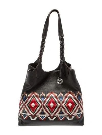 Pre-owned Brighton Leather Shoulder Bag In Black
