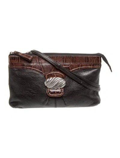 Pre-owned Brighton Leather Shoulder Bag In Black