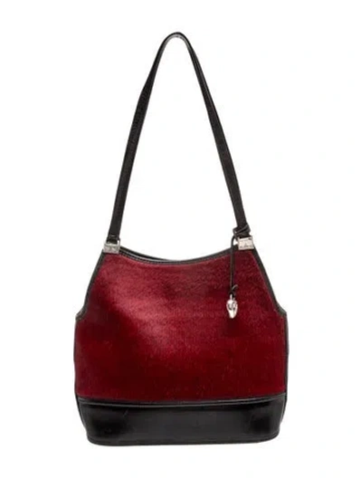 Pre-owned Brighton Leather Shoulder Bag In Black/red