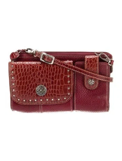 Pre-owned Brighton Leather Shoulder Bag In Burgundy