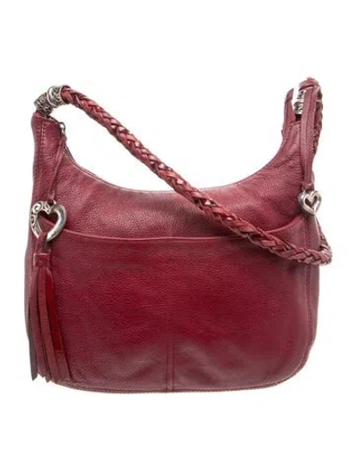Pre-owned Brighton Leather Shoulder Bag In Burgundy