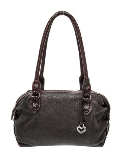 Pre-owned Brighton Leather Shoulder Bag In Gray